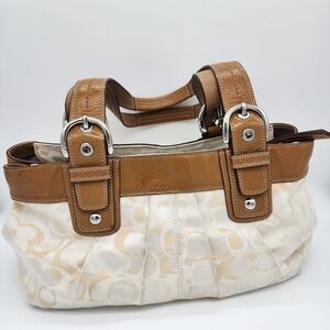 Coach #14492 Y2K Soho Pleated Optic Signature C Canvas Patent Leather Bag